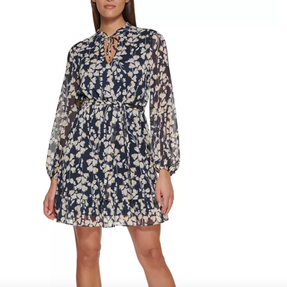 Tommy Hilfiger Floral Peasant Dress – Fit & Flare – Approx. Size Large